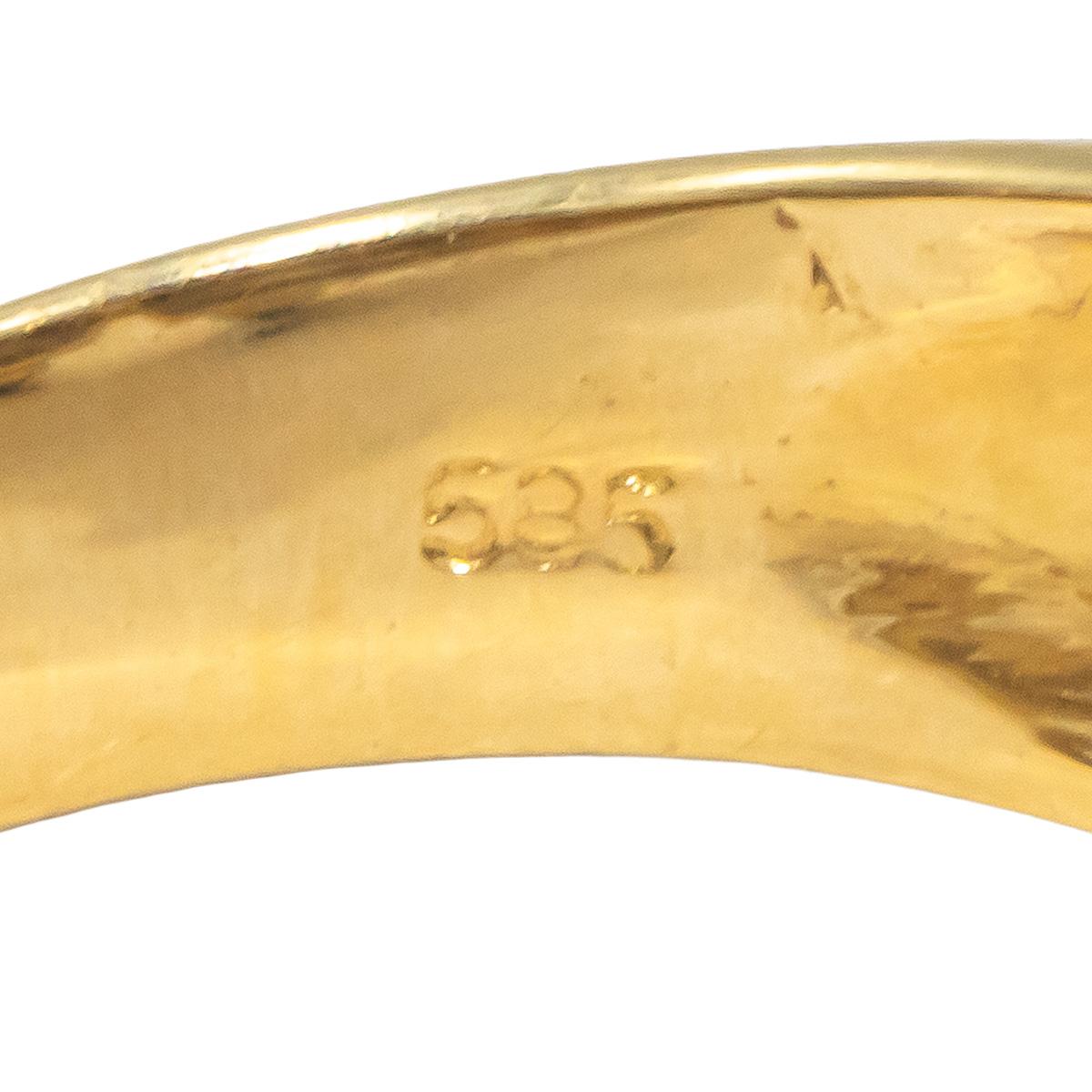 14k Yellow Gold Round Diamond and Square Sapphire Ring 0.62CT Size 6.5