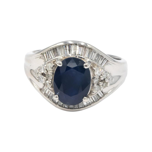 Platinum 3.20CT Diamond and Sapphire Cocktail Ring Size 6.25