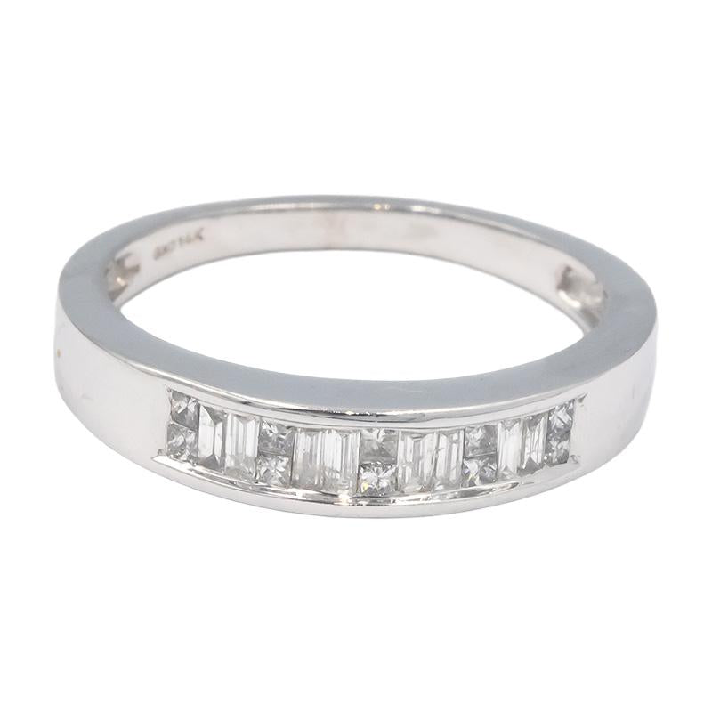 14k White Gold 0.25CT Baguette Cut Diamond Band Ring Size 7