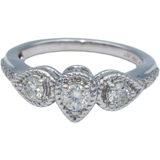 10k White Gold 0.63CT Round Cut Diamond Band Ring Size 7