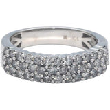 10k White Gold Round Diamond Three Row Band Ring 1.0CT Size 7