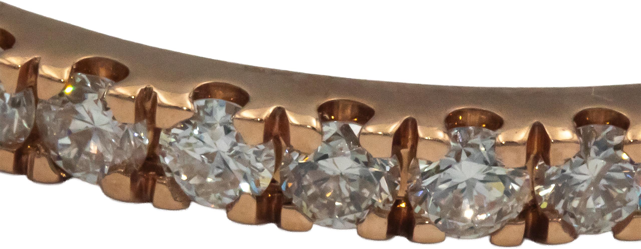 10k Rose Gold Round Cut Diamond Inside Out Hoop Earrings 5.0CT