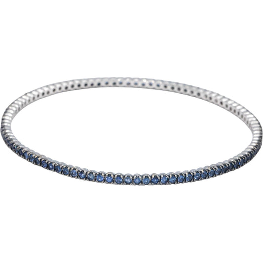 18k White Gold 3.0CT Round Cut Blue Sapphire Stackable Bangle Bracelet