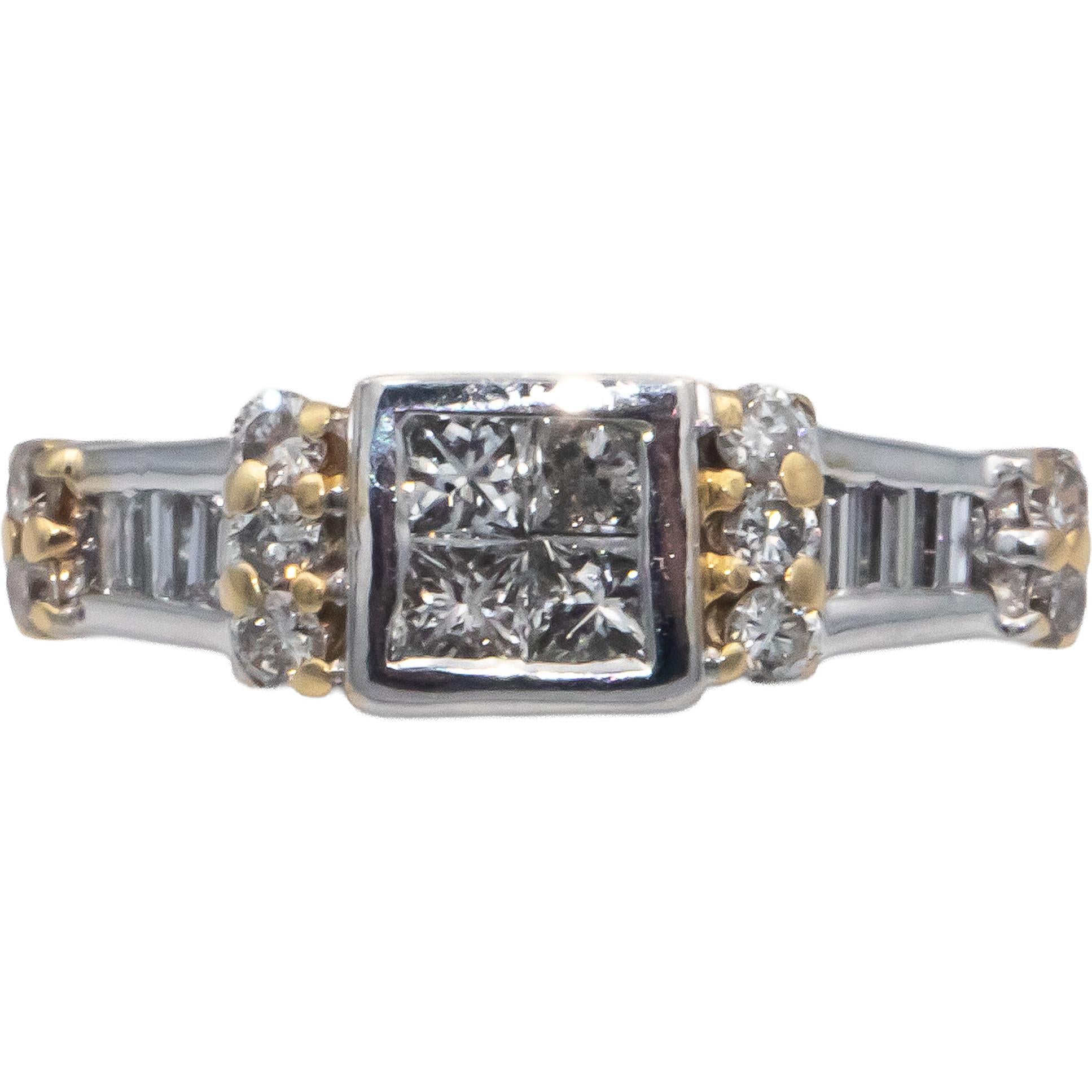 14k White & Yellow Gold 0.50CT Diamond Band Ring Size 7.5