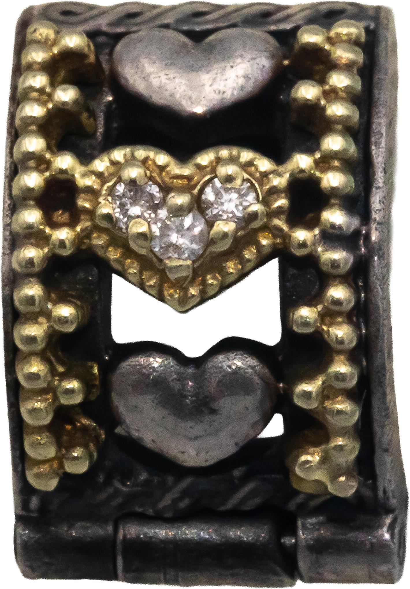 STAMBOLIAN 18k Gold and Sterling Silver 0.06CT Diamond Heart Huggie Earrings