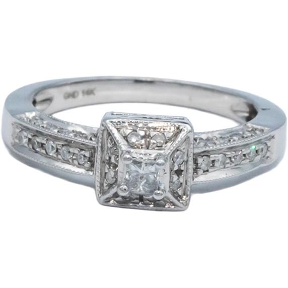 14k White Gold 0.30CT Diamond Engagement Ring Size 6.75