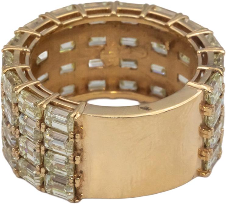 14k Yellow Gold 9.95CT VS Light Yellow Diamond Wide Band Ring Size 6.75