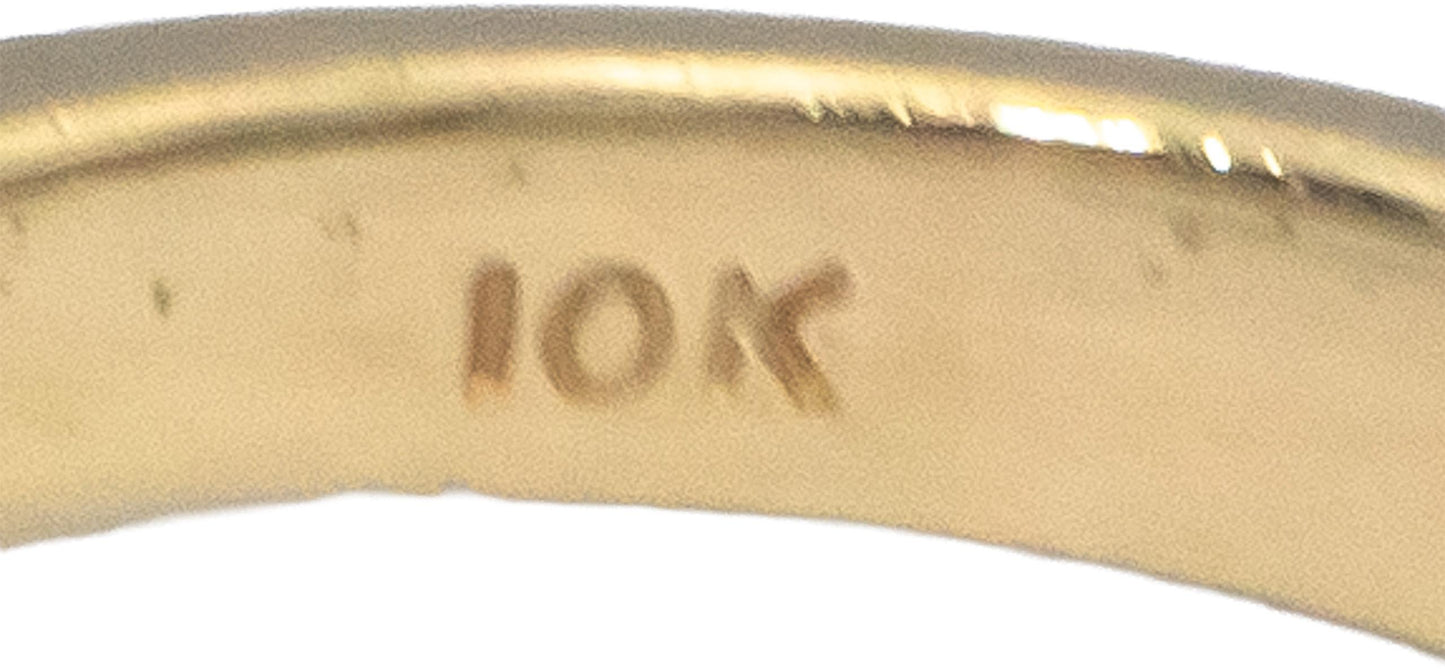 10k Yellow Gold 0.15CT Diamond and Red Glass Stone Ring Size 7