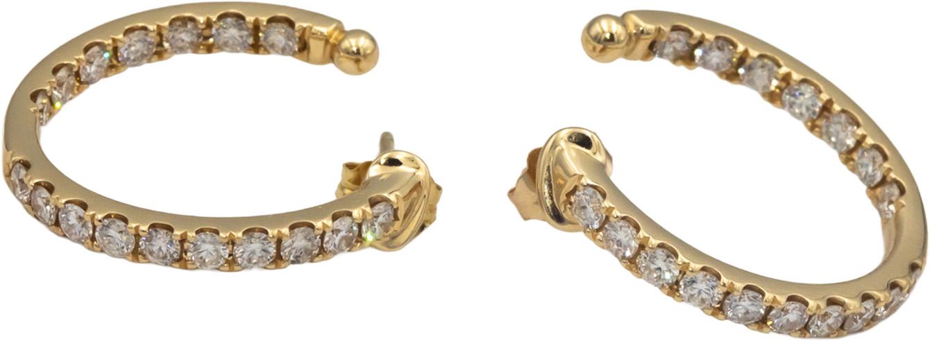 14k Yellow Gold 1.33CT Diamond Inside Out Hoop Earrings