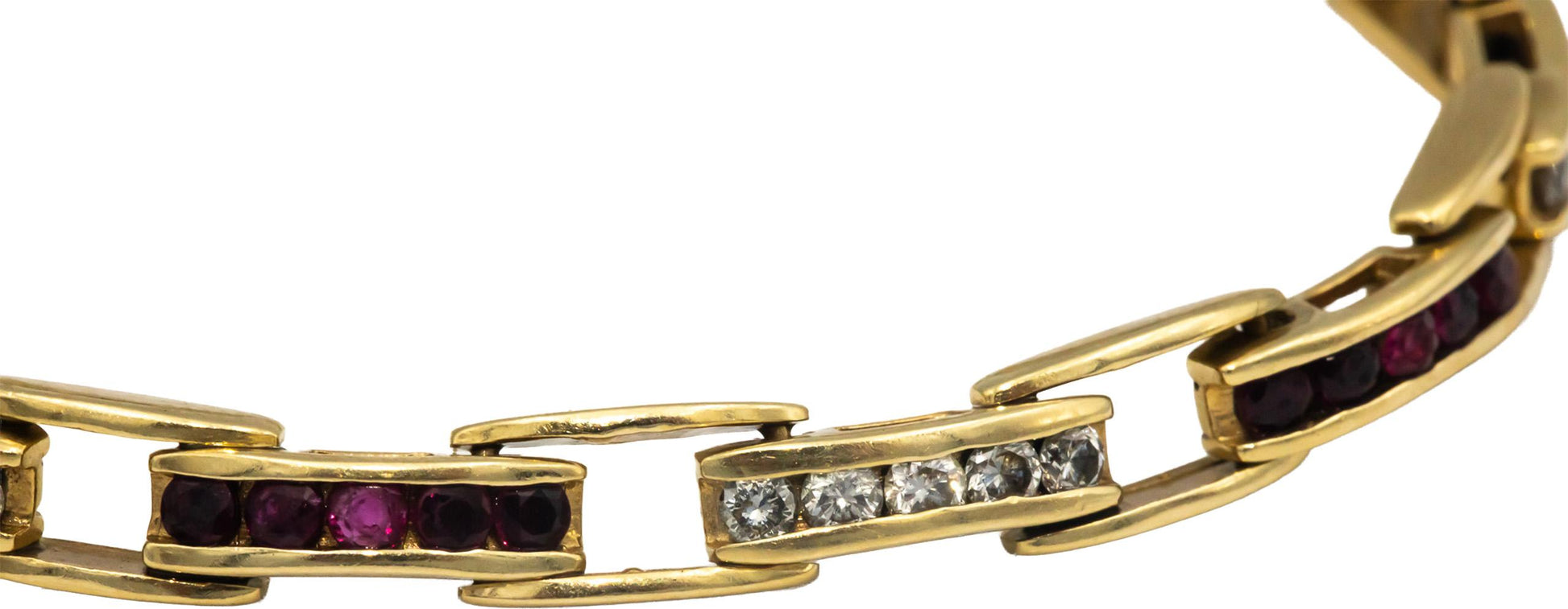 14k Yellow Gold 2.50CT VS Diamond and Ruby Fancy Link Bracelet