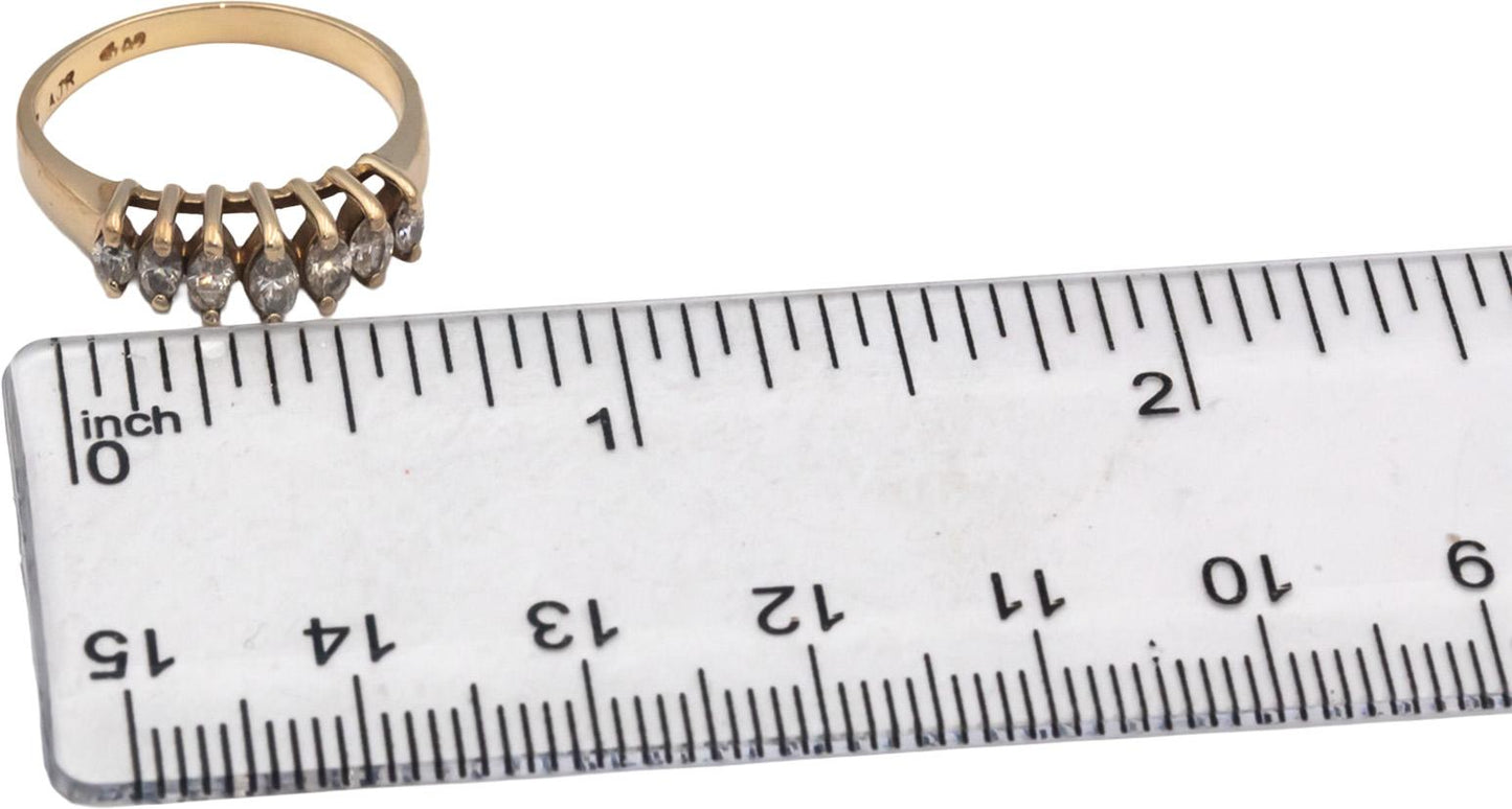 14k Yellow Gold 0.50CT Marquise Cut Diamond Band Ring Size 6.25