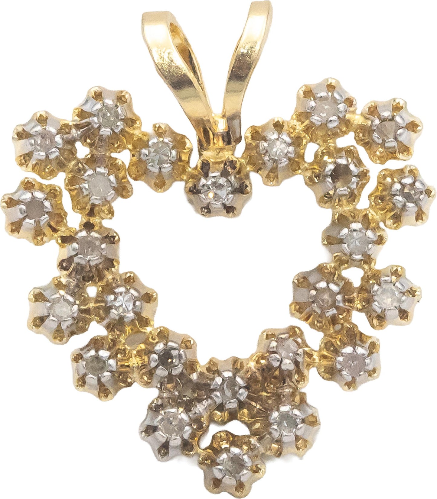 14k Yellow Gold Jewelry 0.07CT Round Cut Diamond Heart Pendant