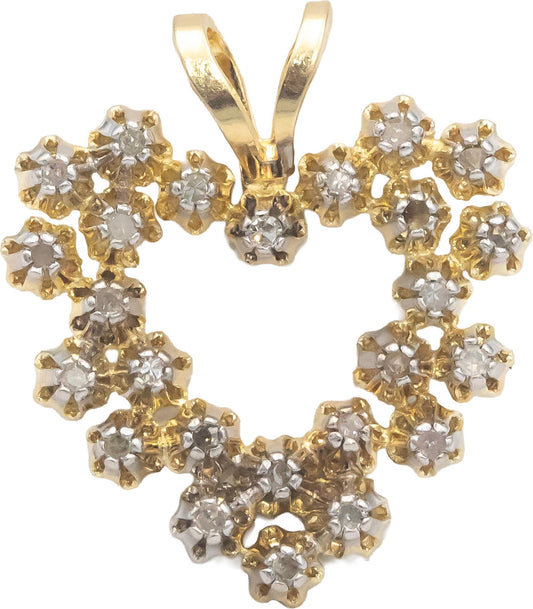 14k Yellow Gold Jewelry 0.07CT Round Cut Diamond Heart Pendant