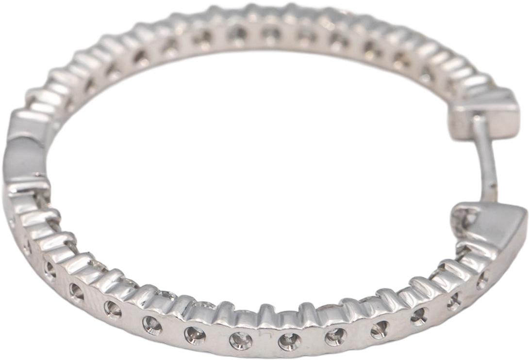 14k White Gold 4.06CT VS Round Cut Diamond Inside Out Hoop Earrings