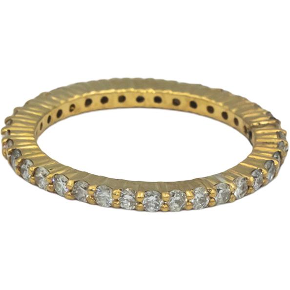 18k Yellow Gold 0.77CT Round Cut Diamond Stackable Eternity Band Ring Size 6
