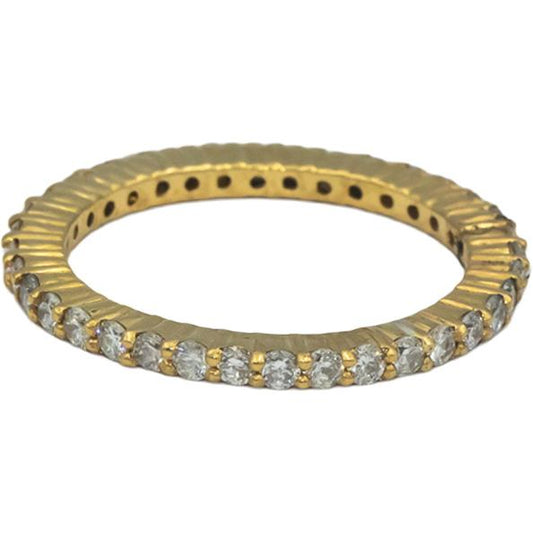 18k Yellow Gold 0.77CT Round Cut Diamond Stackable Eternity Band Ring Size 6