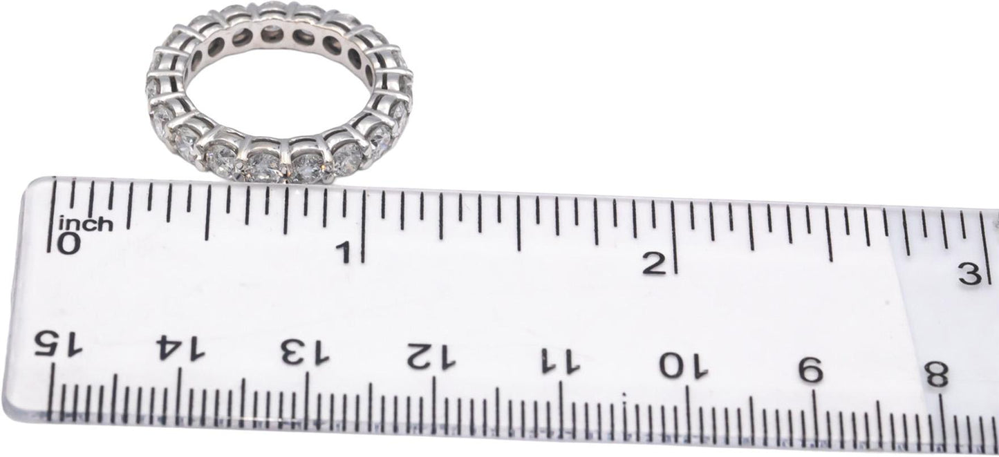14k White Gold Round Cut Diamond Eternity Band Ring 2.85CT Size 5.25