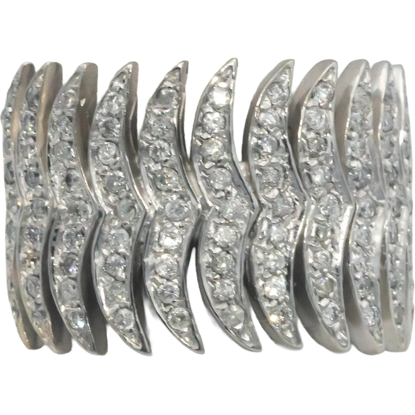 14k White Gold 0.65CT Round Cut Diamond Wide Bad Ring Size 9