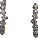 10k White Gold Round Diamond Curved Stud Earrings w/ 14k Backs 0.70CT