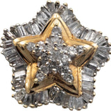 10k Yellow & White Gold 1.50CT Round & Baguette Cut Star Stud Earrings