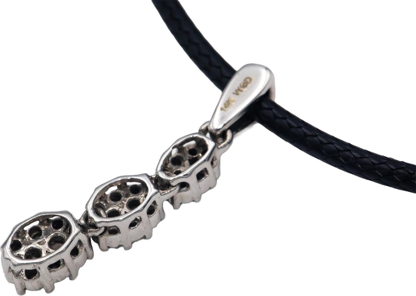 14k White Gold Round Diamond Dangle Pendant Necklace 0.50CT