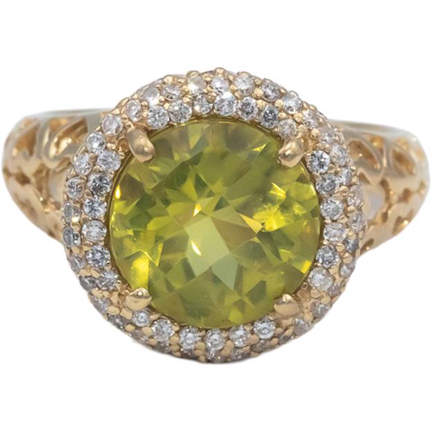 14k Yellow Gold 4.0CT Diamond and Citrine Halo Style Ring Size 6.5