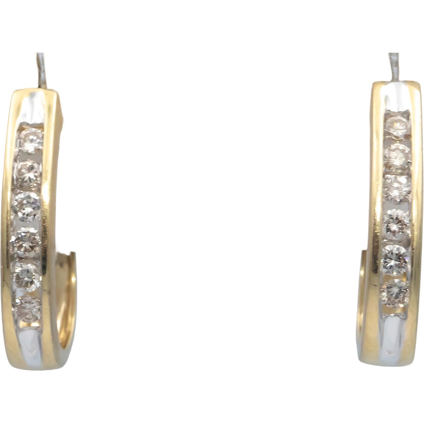 14k Yellow Gold 0.50CT VS Round Cut Diamond Hoop Curved Earrings