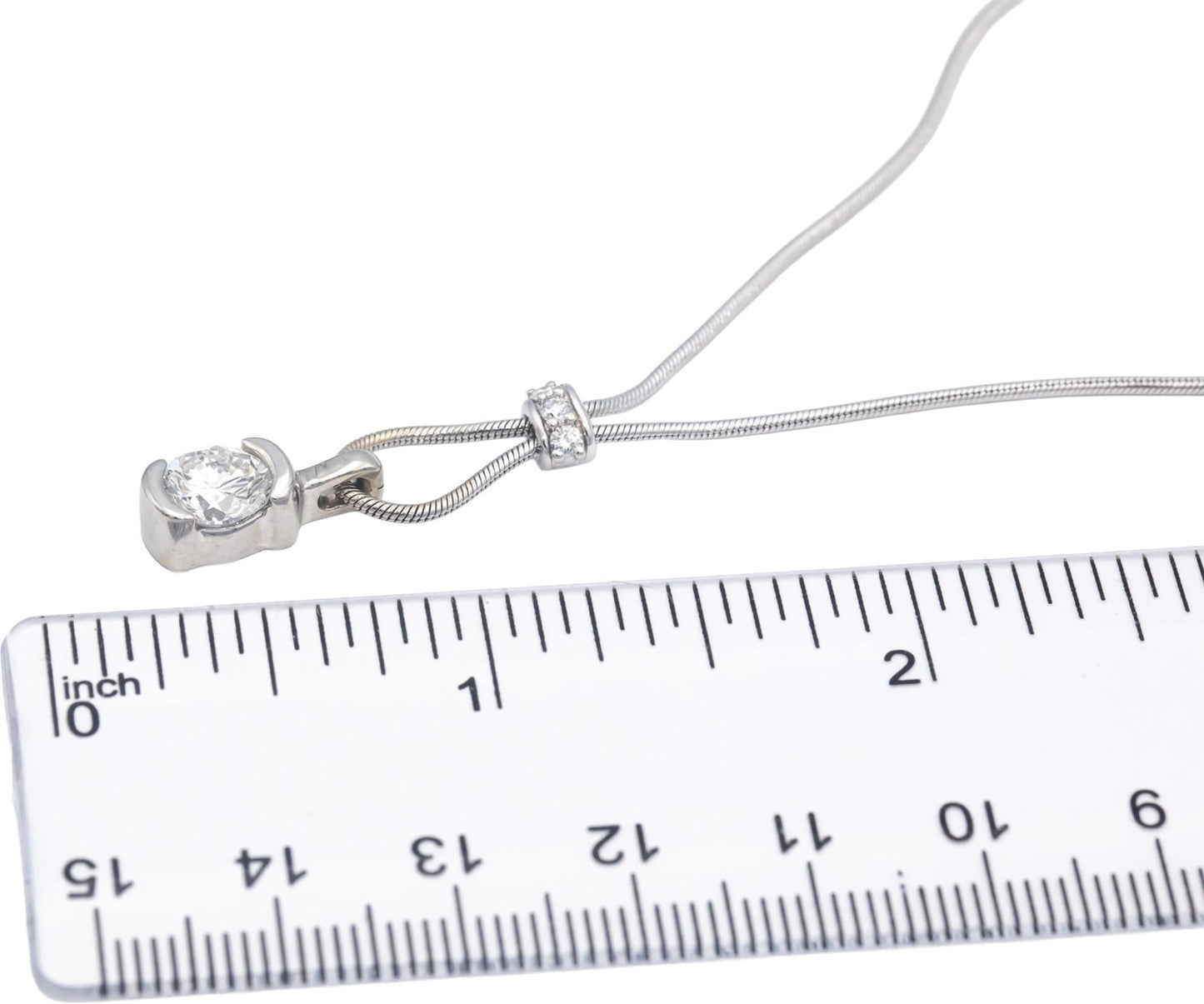 JOSE HESS 18k White Gold VS Diamond Pendant Necklace 1.10CT w/ 1.0CT Center