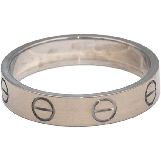CARTIER 18k White Gold Love Screw Motif Ring 3.5mm Wide Size 5 Euro 49