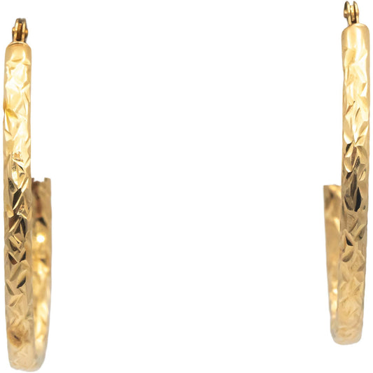 10k Yellow Gold Jewelry Textured Oval Hoop Earrings