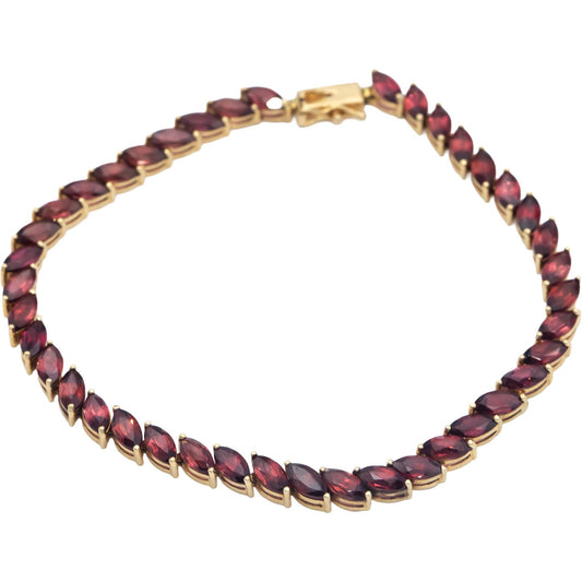 14k Yellow Gold 10.0CT Marquise Garnet Prong Set Line Bracelet