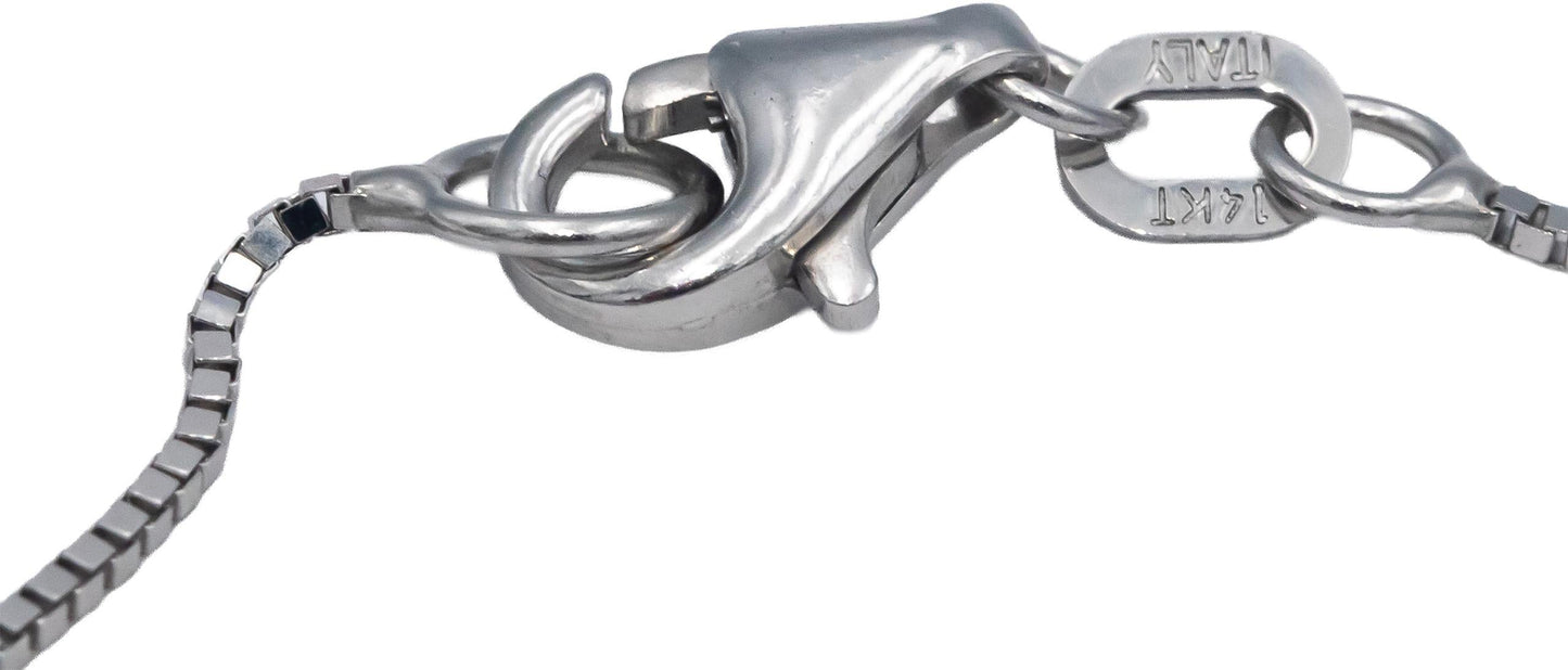 14k White Gold 1.50CT Round Cut Blue Topaz Cross Crucifix Pendant Necklace