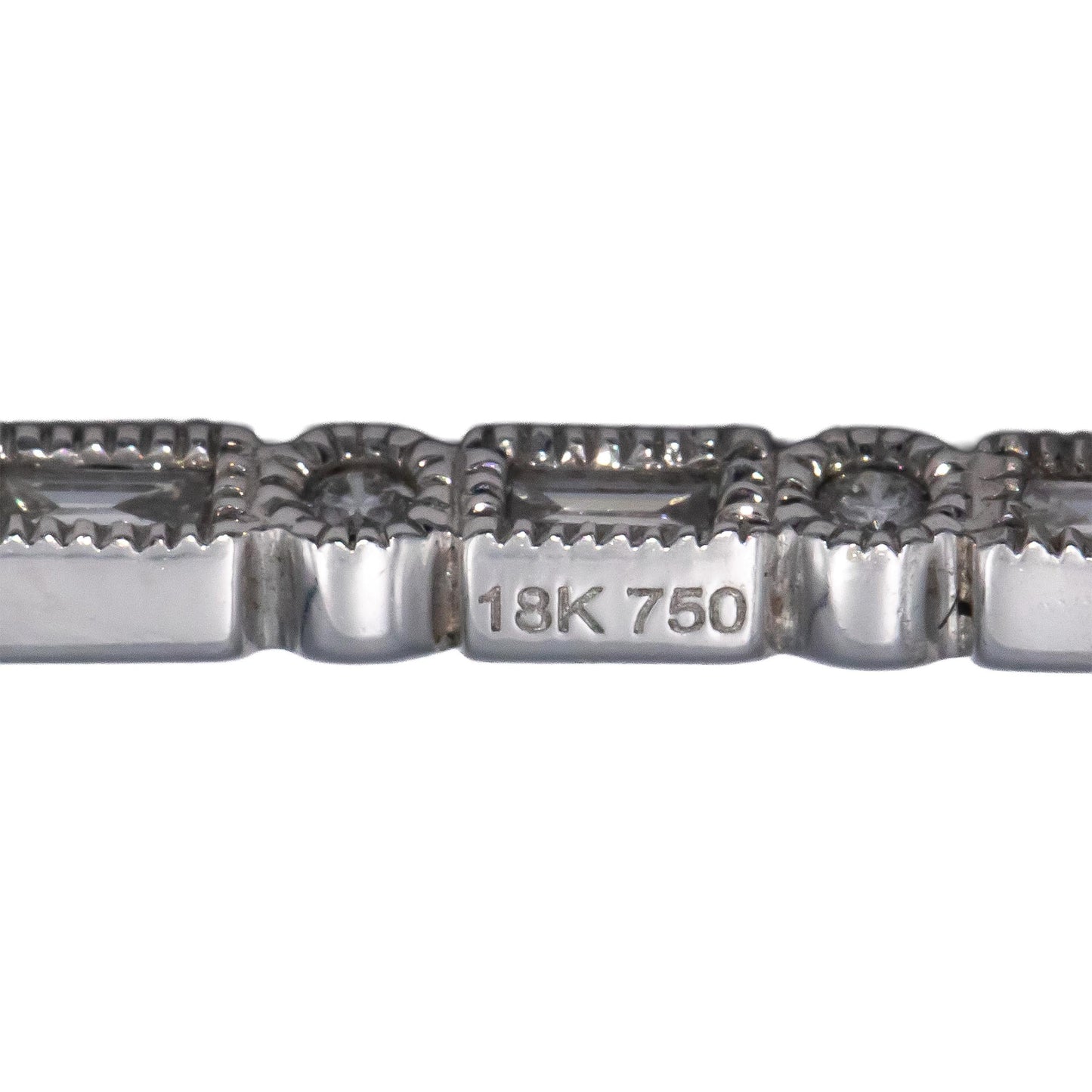 18k White Gold 0.15CT VS Round & Baguette Diamond Fixed Bar Pendant Necklace