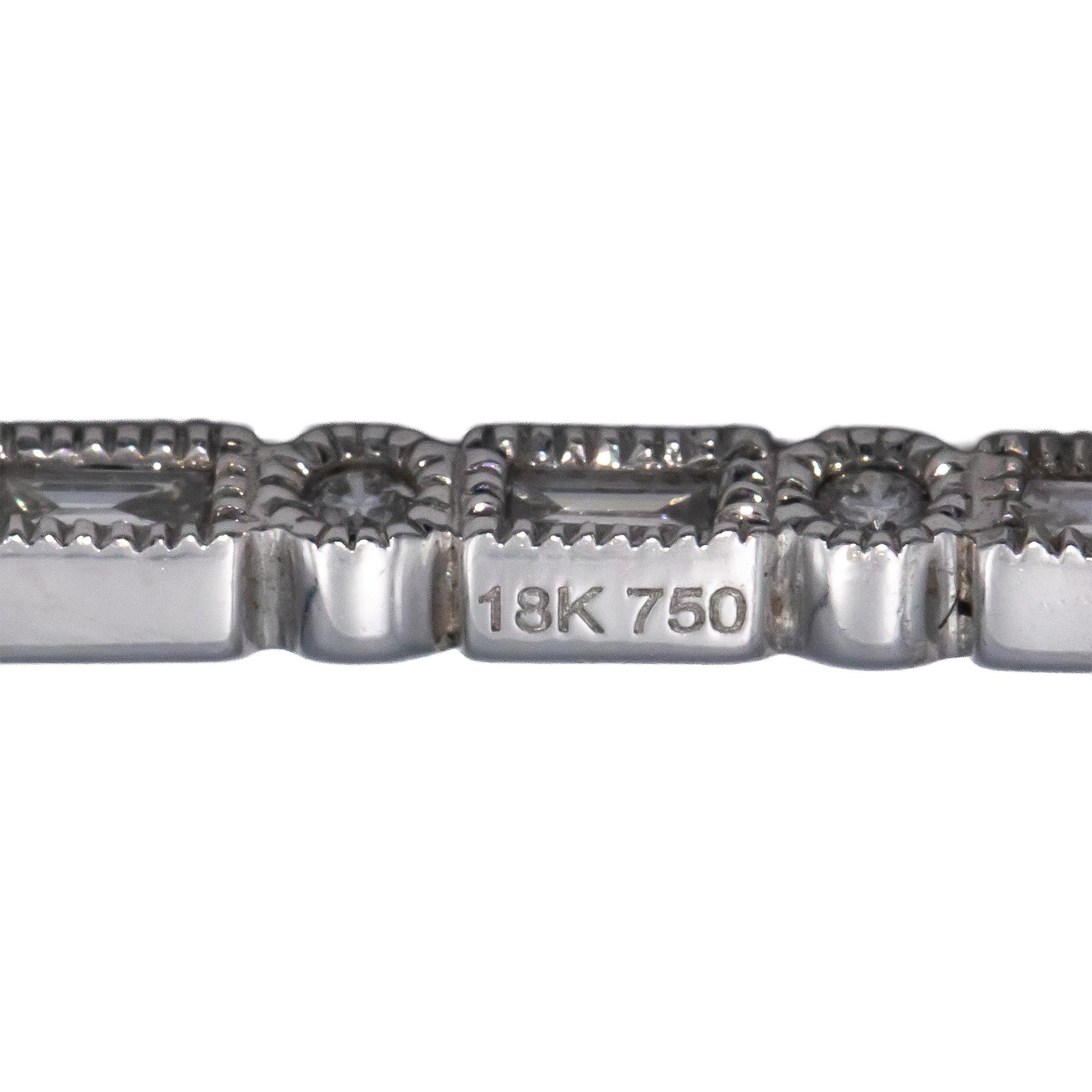 18k White Gold 0.15CT VS Round & Baguette Diamond Fixed Bar Pendant Necklace