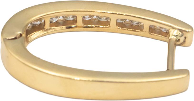 14k Yellow Gold 0.75CT Round Cut Channel Set Diamond Hoop Earrings