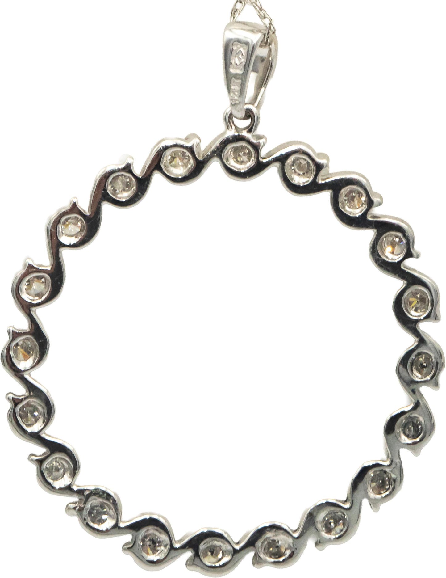 Diamond Round Cut 14k White gold Jewelry Swirling Circle Pendant Necklace 1.0CT
