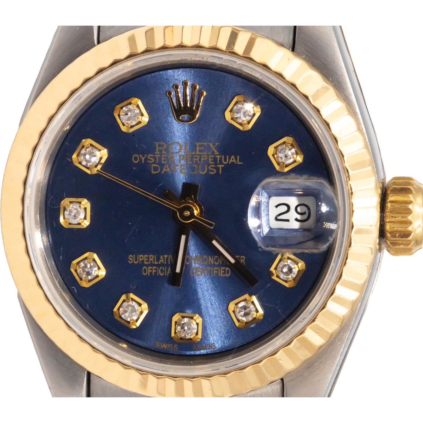 ROLEX Stainless Steel & 18k Gold 69163 Lady-Datejust Custom Diamond Dial Watch