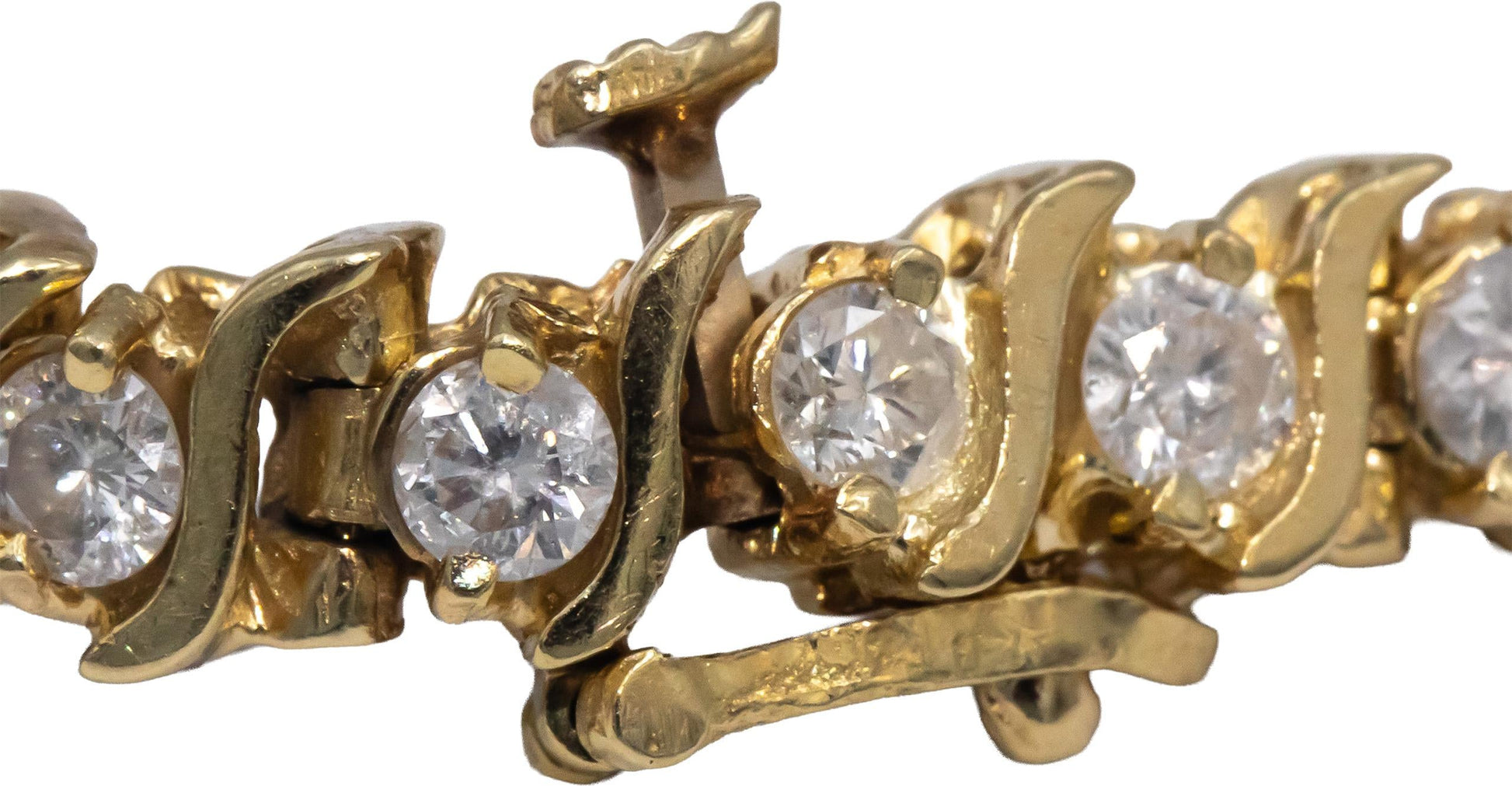 Diamond Round Cut 14k Yellow Gold S-Link Tennis Bracelet 5.0CT