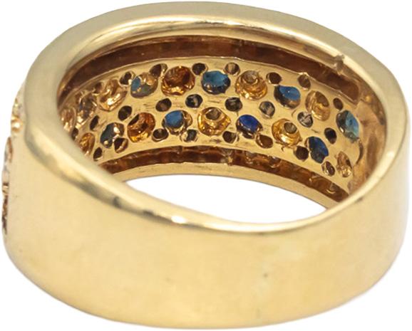 EFFY Diamond and Sapphire 14k Yellow Gold Wide Band Ring 1.05CT Size 5.5