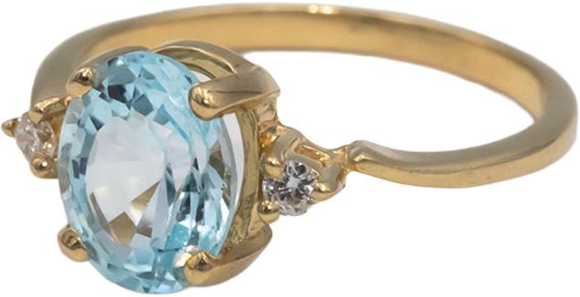 Blue Topaz & Diamond 14k Yellow Gold Cocktail Ring 1.54CT Size 6