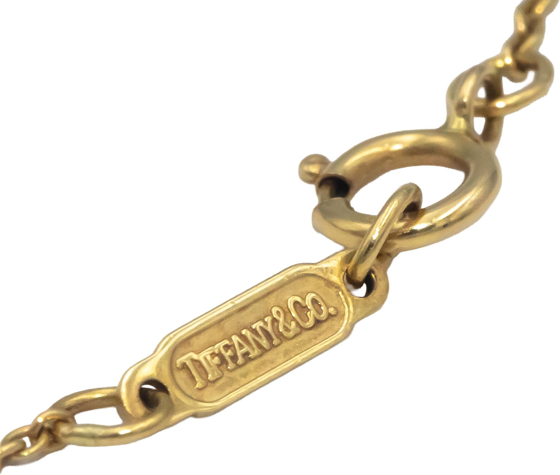 TIFFANY & CO. 18k Gold Cupid's Arrow Puff Heart 6.9-7.0mm Pearl Pendant Necklace