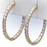 14k Yellow Gold Round Lab Grown Diamond Inside Out Hoop Earrings 5.0CT