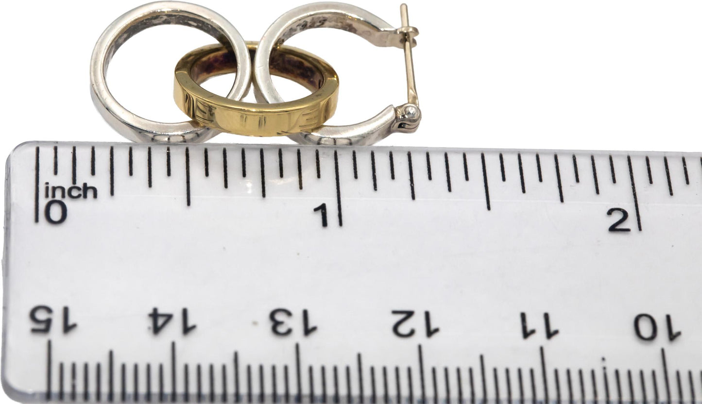 TIFFANY & CO. 18k Gold Sterling Silver Paloma Picasso Circle Hoop Drop Earrings