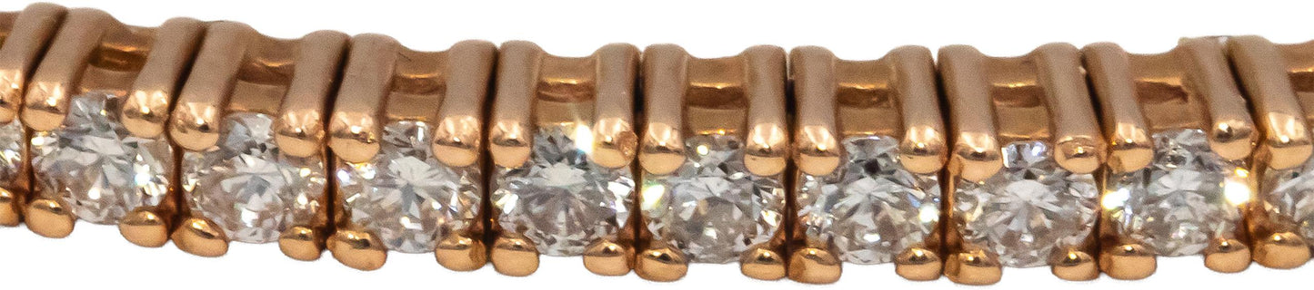14k Rose Gold VS Round Diamond Semi-Flexible 1/2 Around Bangle Bracelet 1.0CT