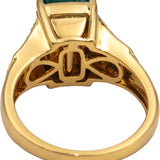 GIA Certified 18k Yellow Gold Emerald and Diamond Cocktail Ring 5.10CT Size 7.25