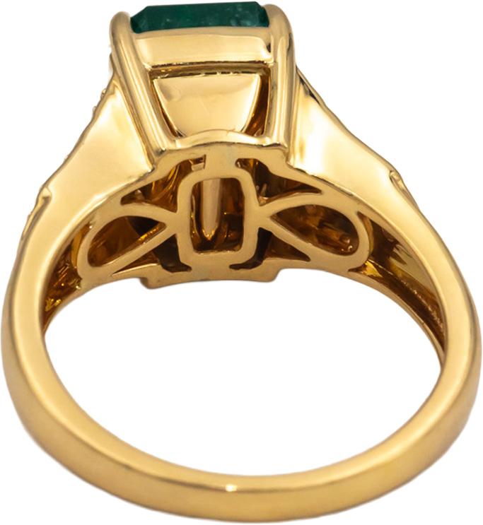 GIA Certified 18k Yellow Gold Emerald and Diamond Cocktail Ring 5.10CT Size 7.25