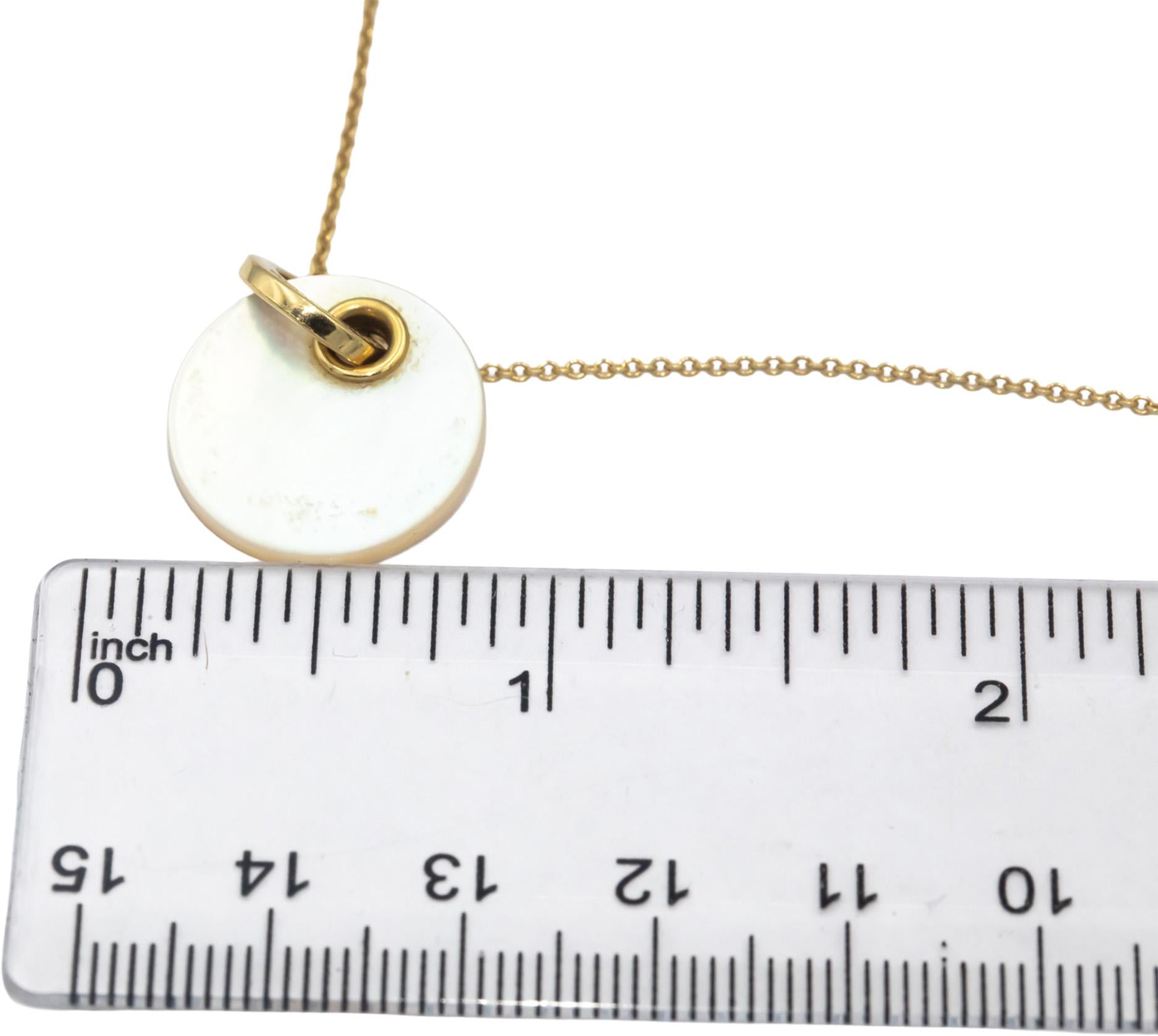 TIFFANY & CO. 18k Yellow Gold Mother of Pearl Disc Pendant Necklace Chain