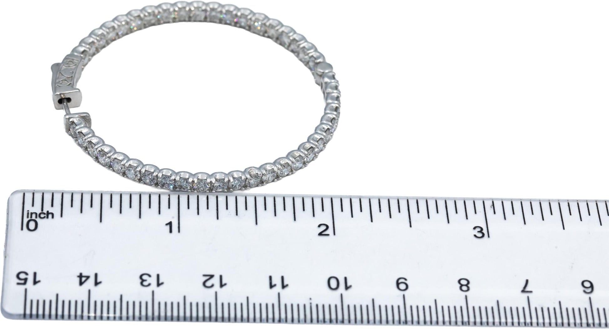 18k White Gold Round Diamond Inside Out Oval Hoop Earrings 11.55CT
