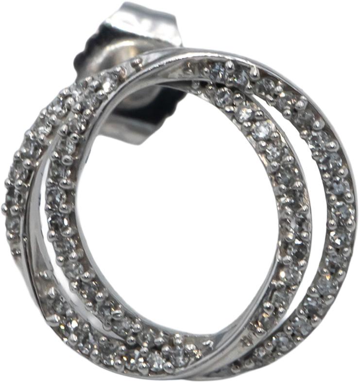 VERA WANG LOVE Round Diamond 10k White Gold Double Circle Stud Earrings 0.34CT