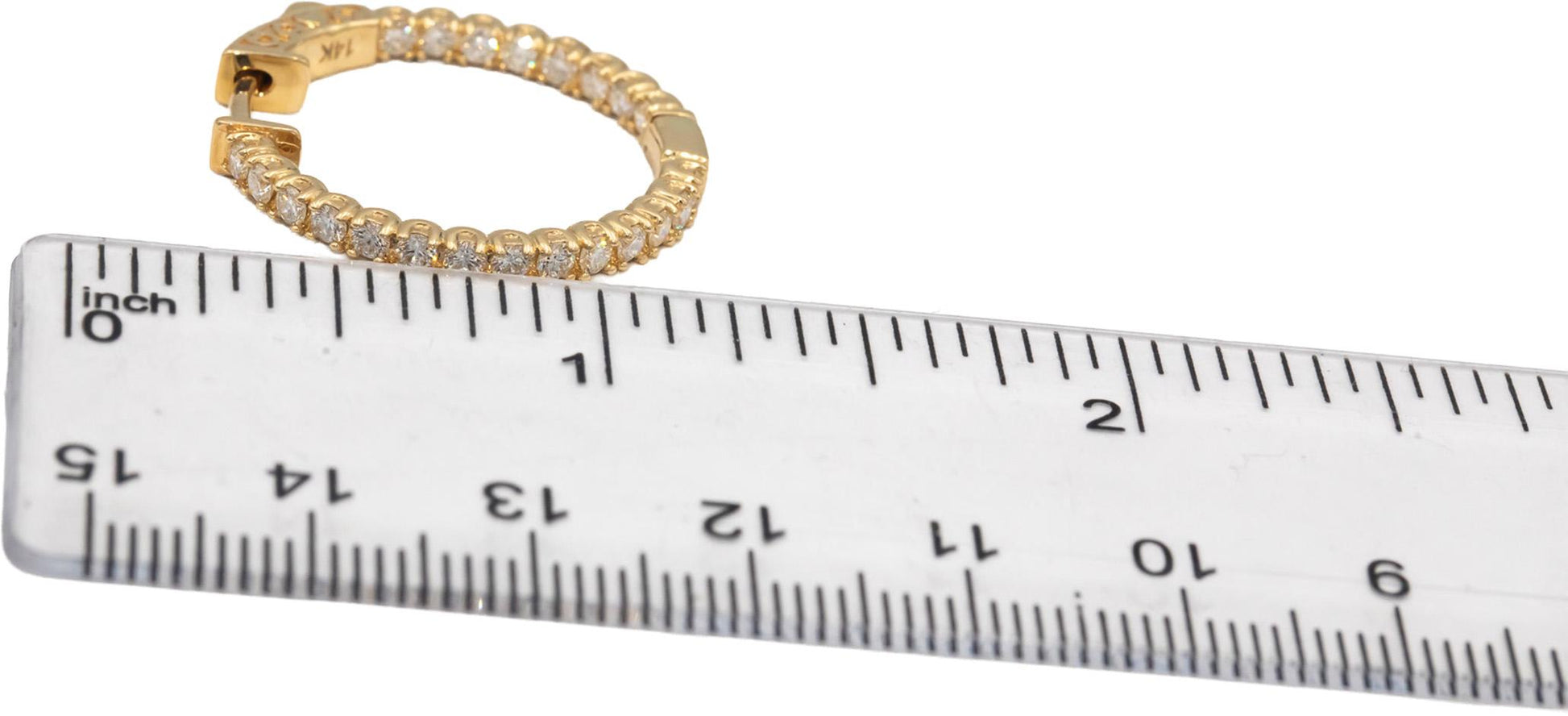 14k Yellow Gold VS Round Diamond Inside Out Circle Hoop Earrings 1.34CT